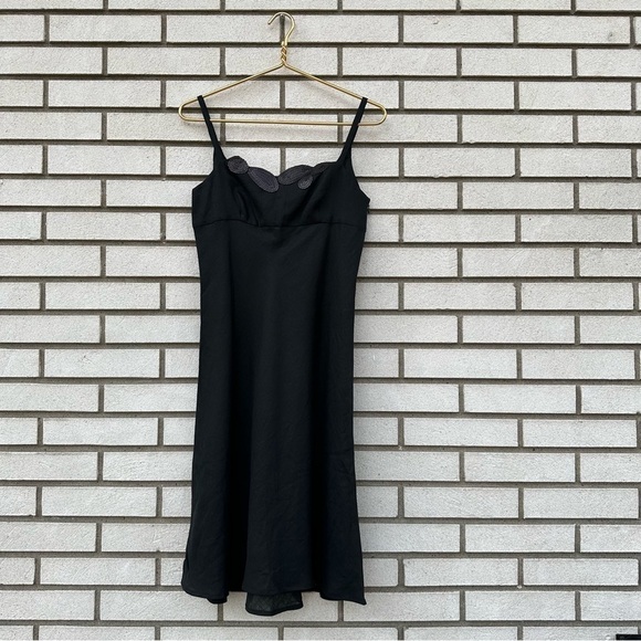 Agnona for Bergdorf Goodman Black Linen Slip Dress Sequin Neckline Made in Italy - Picture 1 of 11